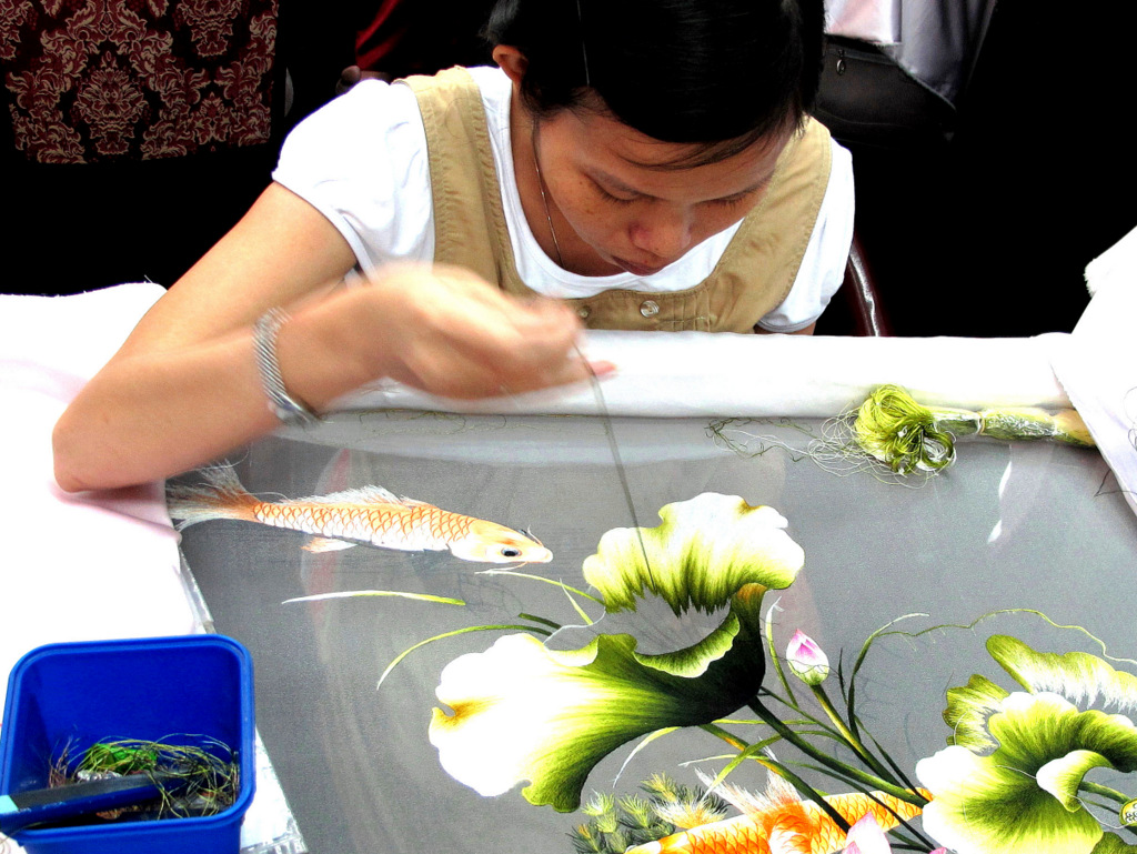 Изготовление картины из шелка